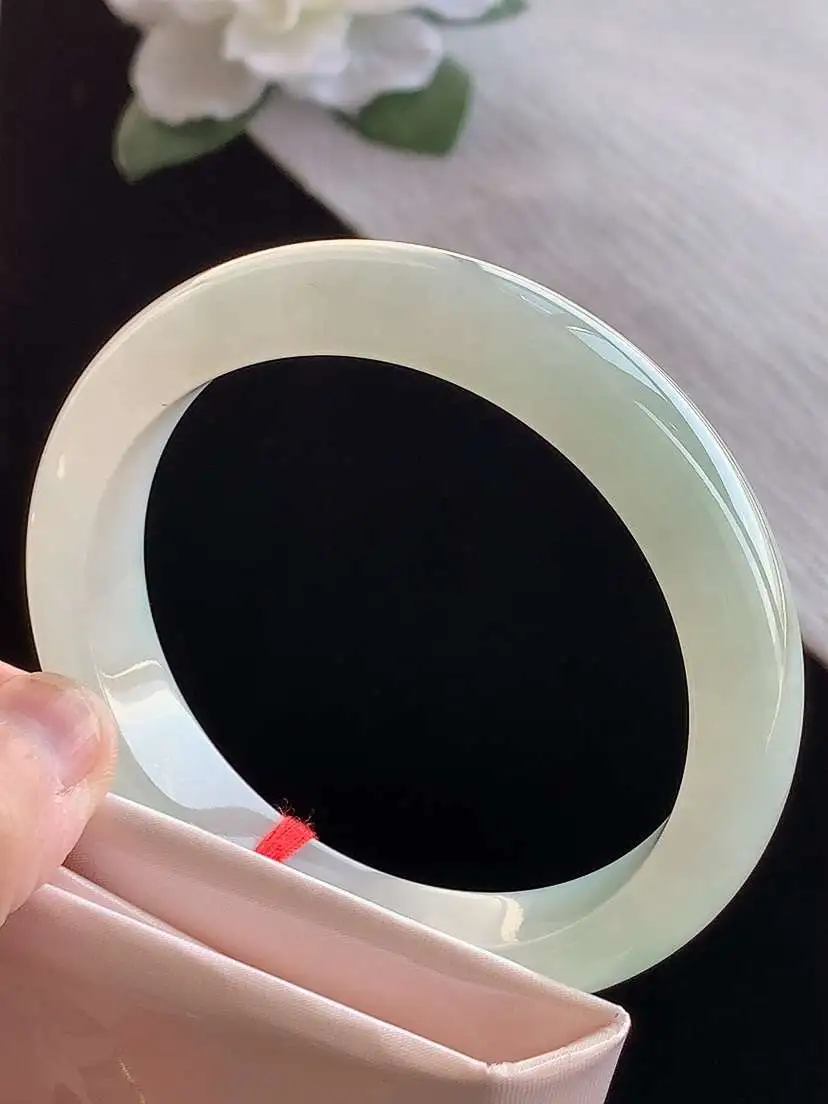 a货翡翠老坑冰种晴水正装正圈手镯58-59圈口  尺寸58.2×12.5×8.3mm 1122