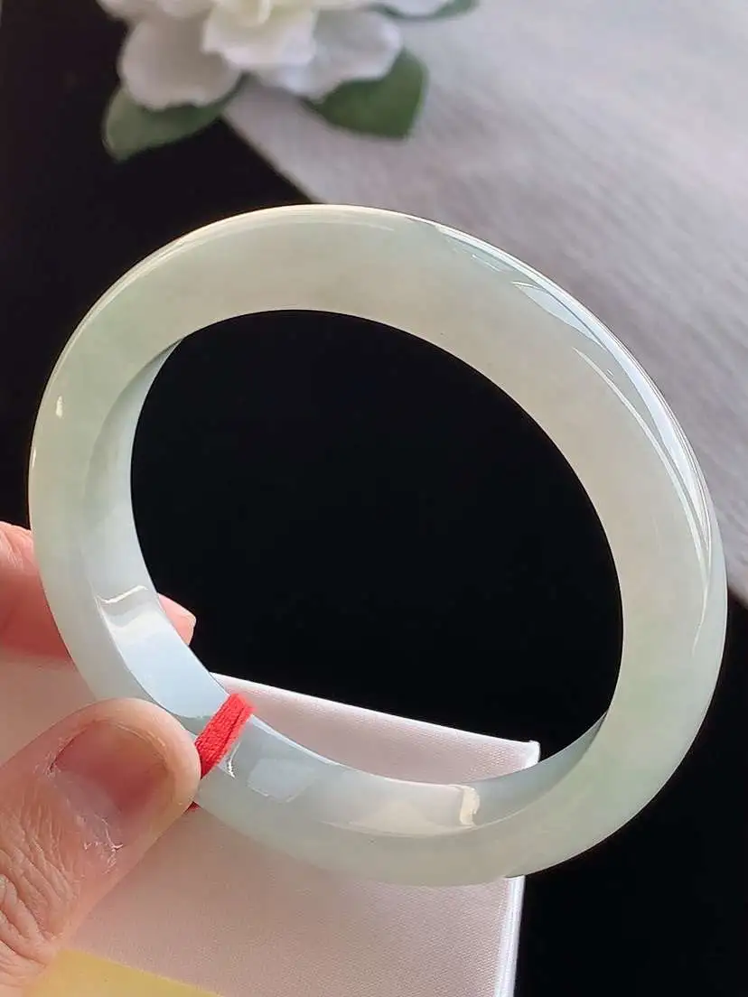 a货翡翠老坑冰种晴水正装正圈手镯58-59圈口  尺寸58.2×12.5×8.3mm 1122