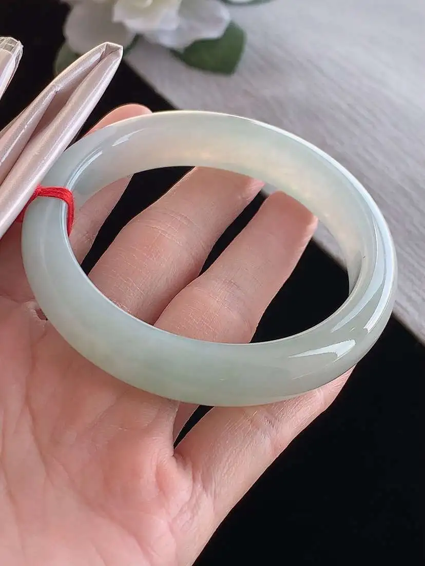 a货翡翠老坑冰种晴水正装正圈手镯58-59圈口  尺寸58.2×12.5×8.3mm 1122