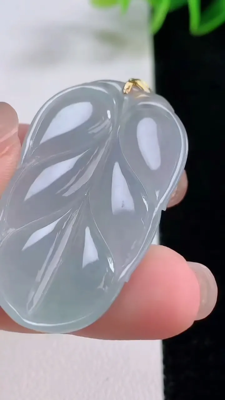 天然A货翡翠金枝玉叶 叶子吊坠，尺寸40.8-23.3-5.3，重量:9.87g
11月23日