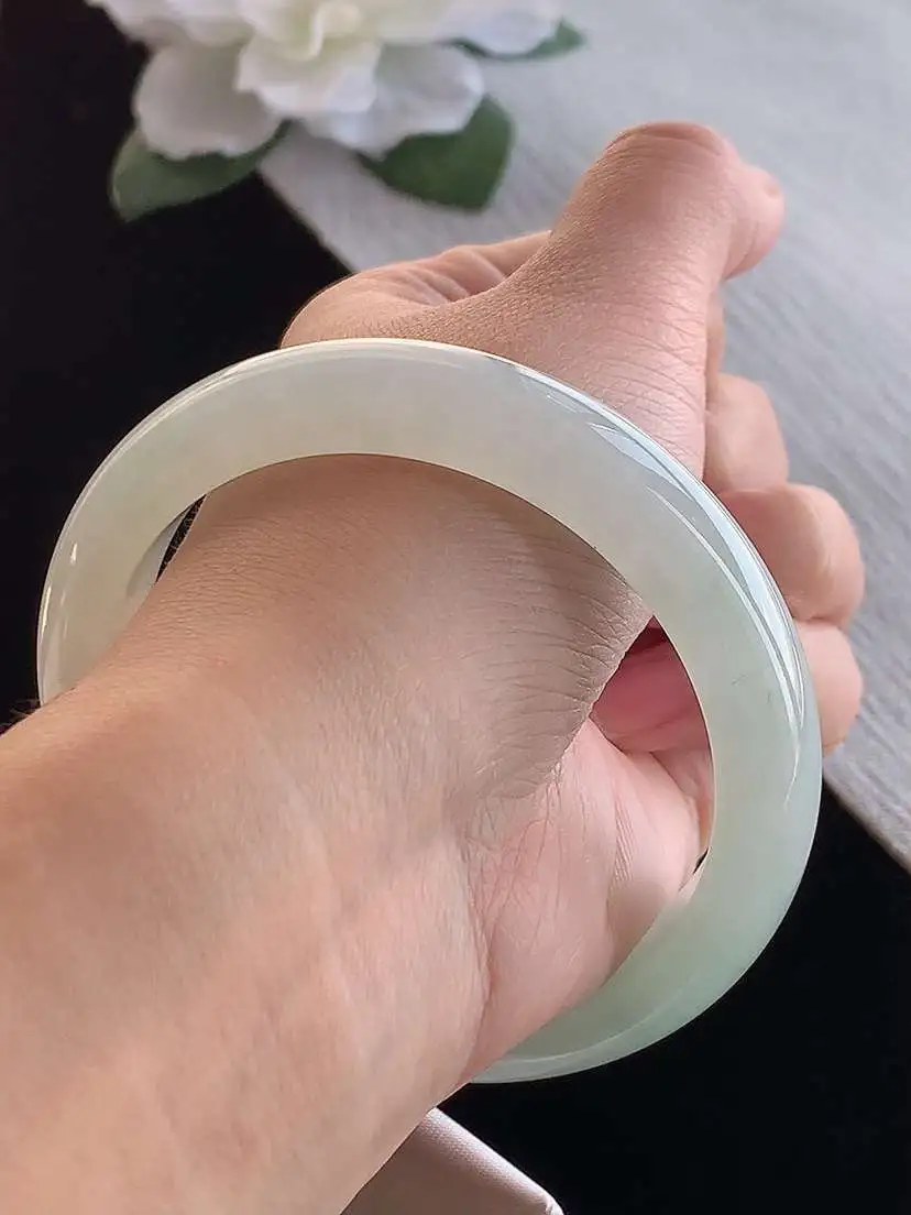 a货翡翠老坑冰种晴水正装正圈手镯58-59圈口  尺寸58.2×12.5×8.3mm 1122