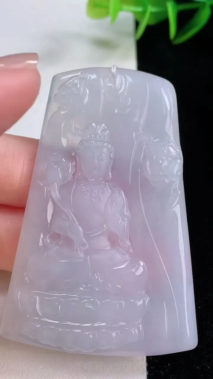 天然A货翡翠紫罗兰大势至菩萨吊坠，尺寸64.7-42.5-4.3，重量:27.69g
11月24日