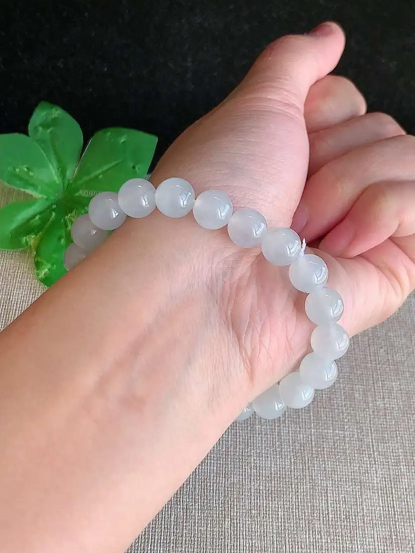 a货翡翠老坑冰种白月光圆珠佛珠手串21颗  尺寸8.8mm 重量25.00g 1123