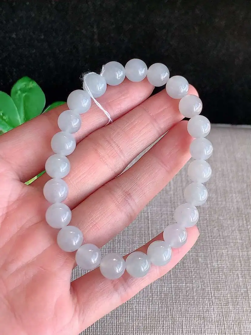 a货翡翠老坑冰种白月光圆珠佛珠手串23颗  尺寸8.3mm 重量24.35g 1123