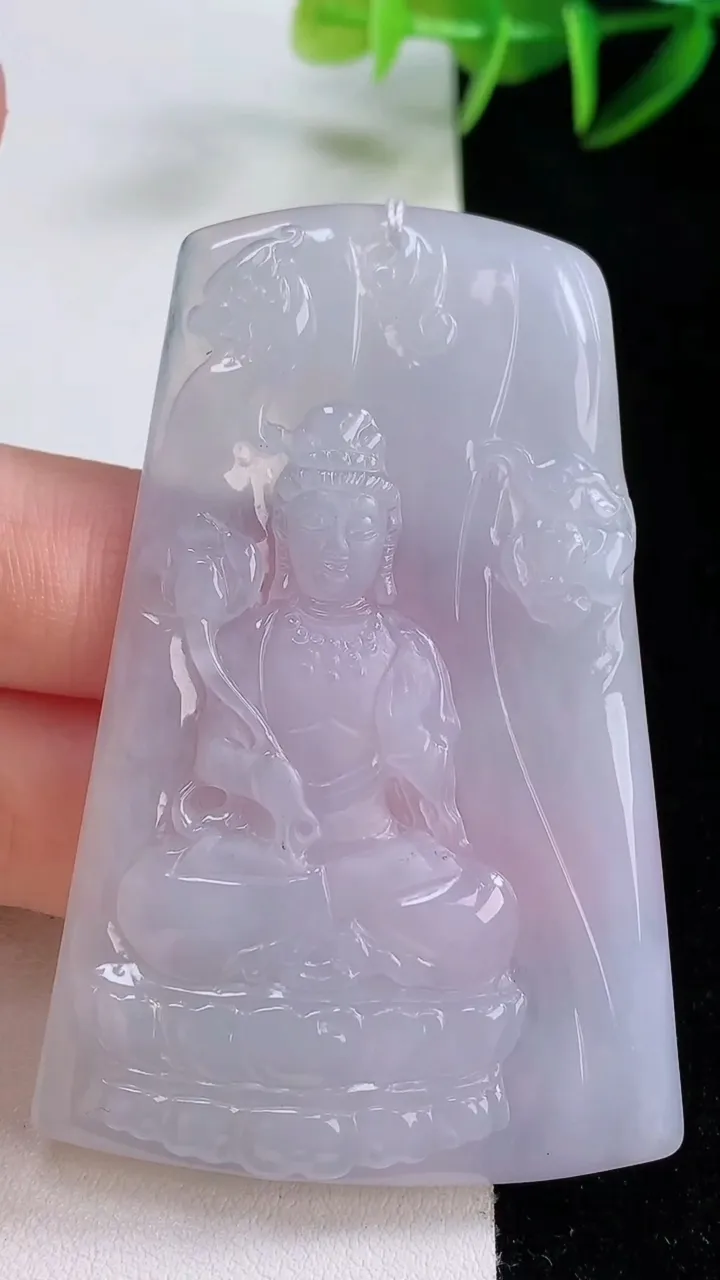 天然A货翡翠紫罗兰大势至菩萨吊坠，尺寸64.7-42.5-4.3，重量:27.69g
11月24日