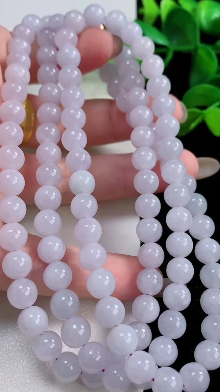 天然A货翡翠紫罗兰圆珠项链，尺寸7.2-108颗，重:70.21g11月24日
工厂直销收藏佳品,种