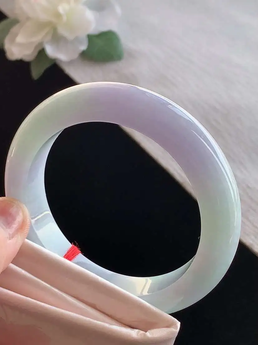 a货翡翠老坑冰种紫罗兰正装正圈手镯53-54圈口  尺寸53×12.5×9.3mm 1125