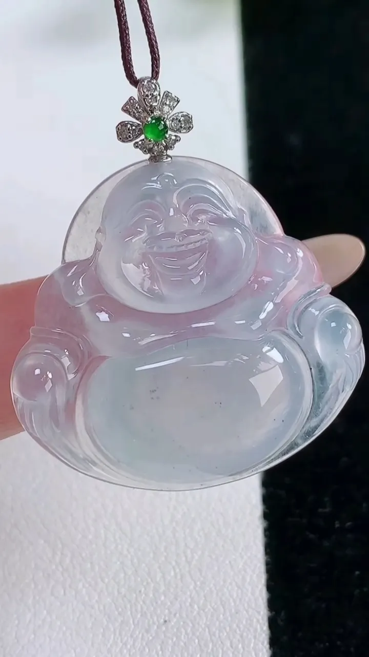 天然A货翡翠种紫罗兰佛公吊坠，尺寸30-32.3-5.9，重量:8.59g
11月26日