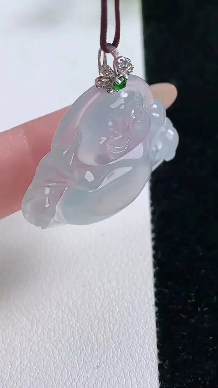 天然A货翡翠种紫罗兰佛公吊坠，尺寸30-32.3-5.9，重量:8.59g
11月26日