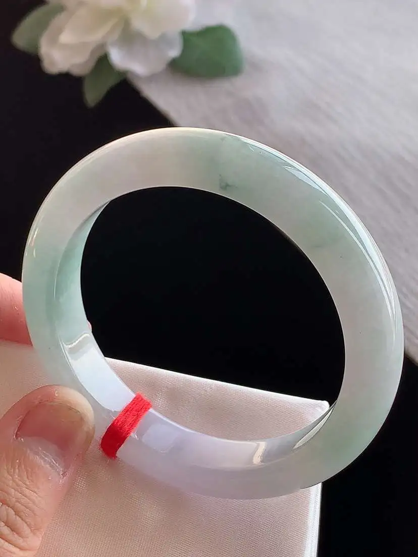 a货翡翠老坑冰种紫底飘花正装正圈手镯53-54圈口  尺寸53.6×11.3×8.3mm 1125