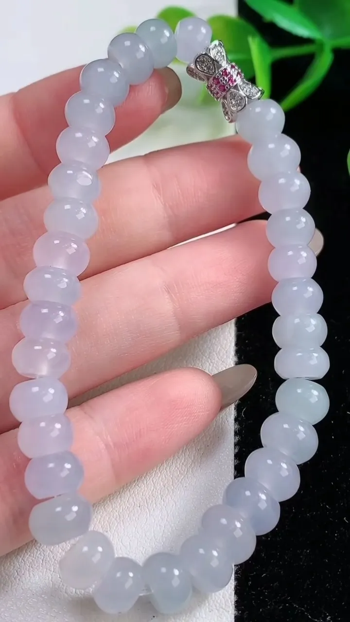 天然A货翡翠紫罗兰算盘珠手串，尺寸7.5-4.8-33颗，重量:22.16g11月26日
工厂直销收藏佳品,种好水足，色泽均匀，有种有色，上手高大气！