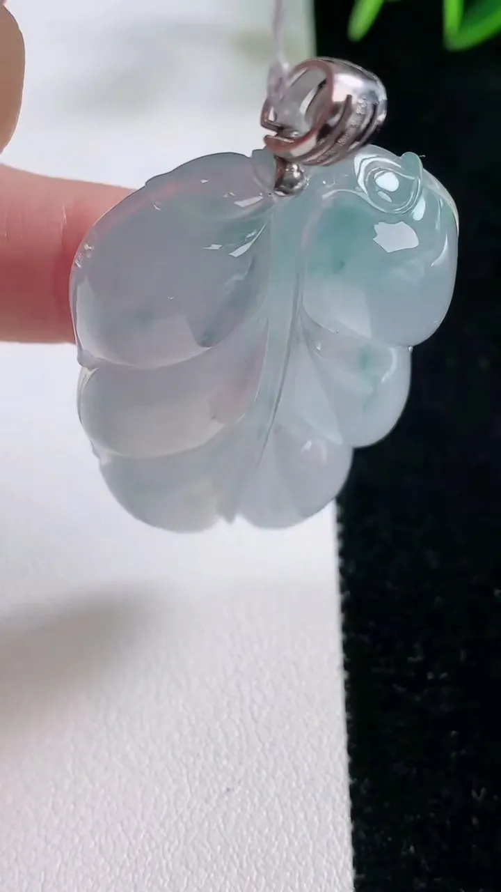 天然A货翡翠种飘花金枝玉叶 叶子吊坠，尺寸46.8-28.4-7.3，重量:21.31g
11月26日