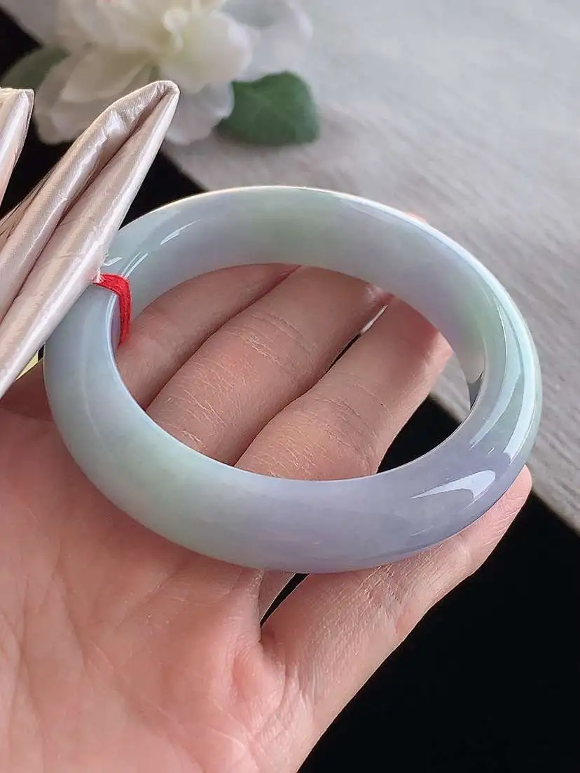 a货翡翠老坑冰种紫罗兰正装正圈手镯53-54圈口  尺寸53×12.5×9.3mm 1125