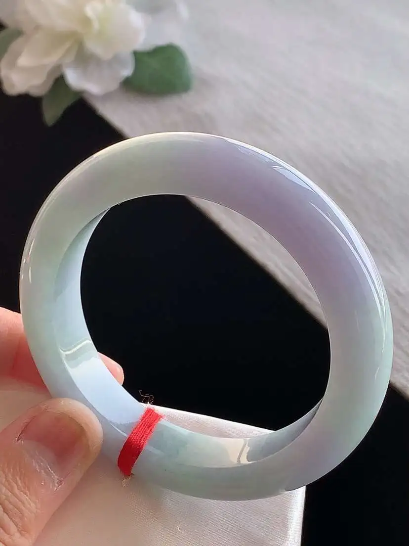 a货翡翠老坑冰种紫罗兰正装正圈手镯53-54圈口  尺寸53×12.5×9.3mm 1125