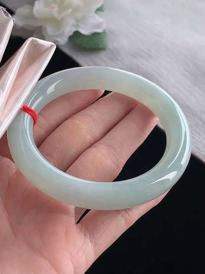 a货翡翠老坑冰种晴水圆条手镯56-57圈口  尺寸56×10.3mm 1127