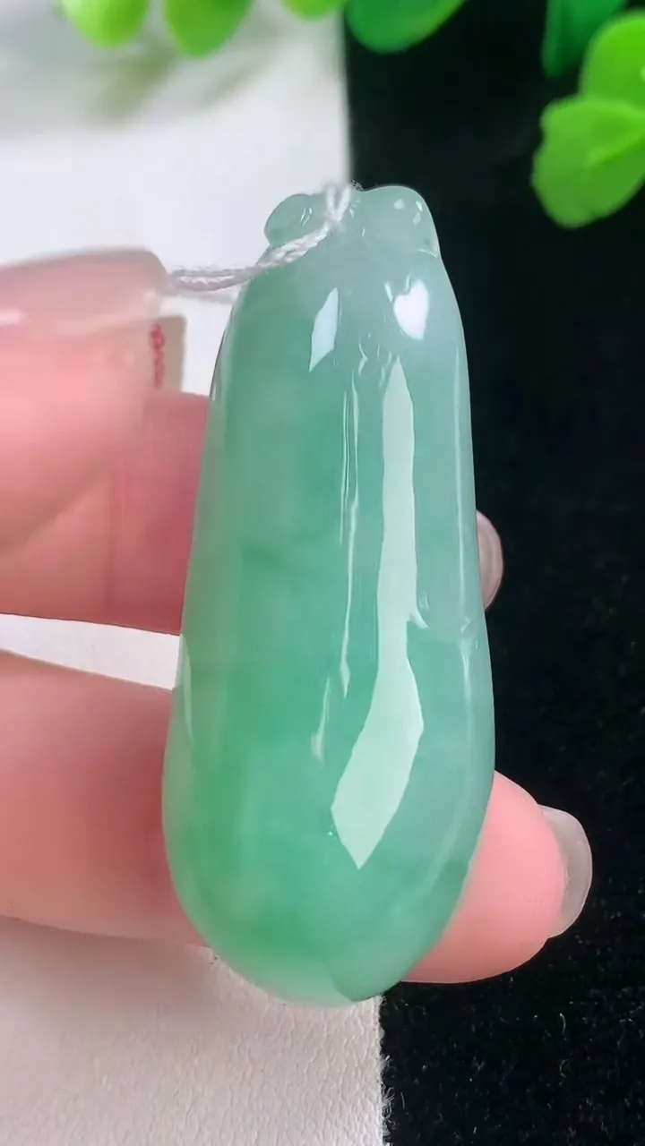 天然A货翡翠福瓜吊坠，尺寸47.8-18.7-9.8，重量:18.23g
11月28日