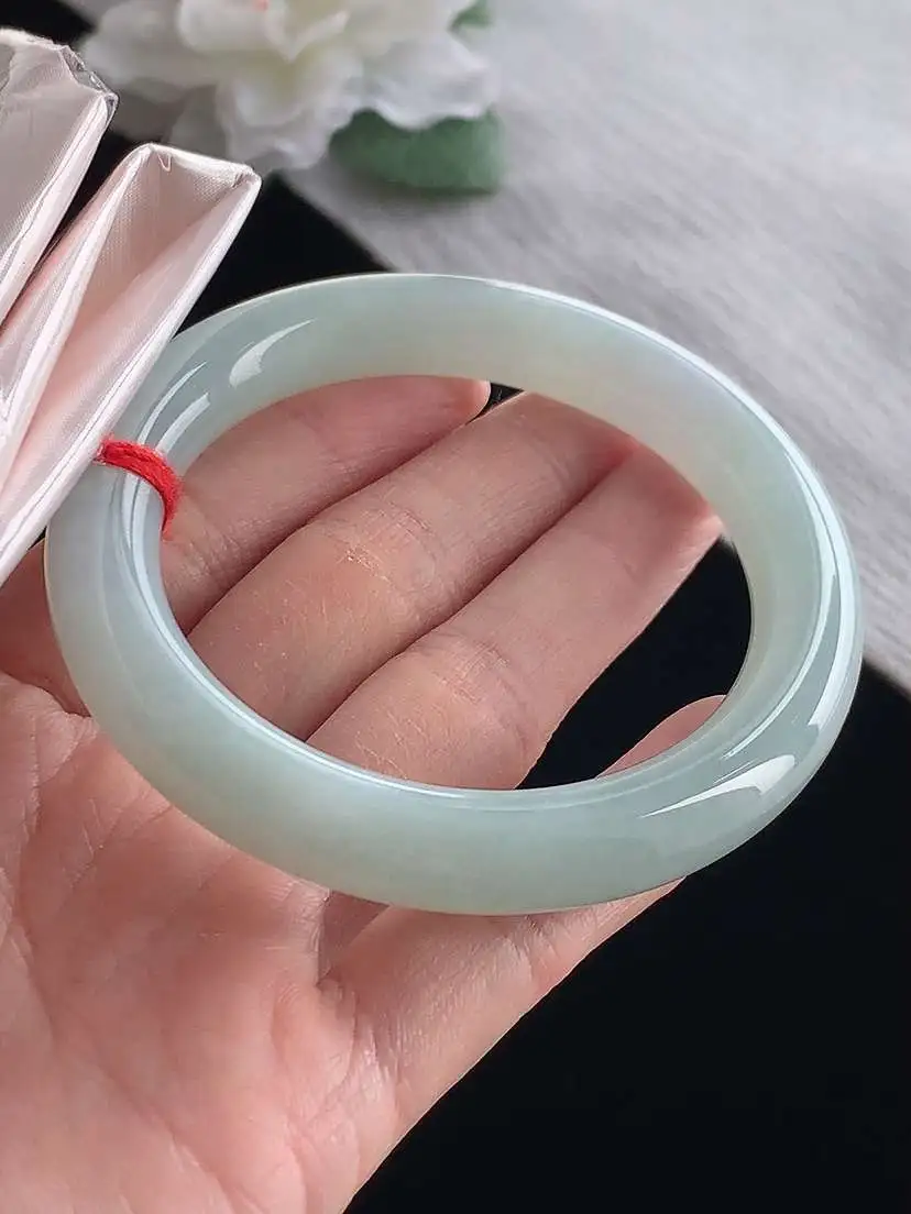 a货翡翠老坑冰种晴水圆条手镯56-57圈口  尺寸56×10.3mm 1127