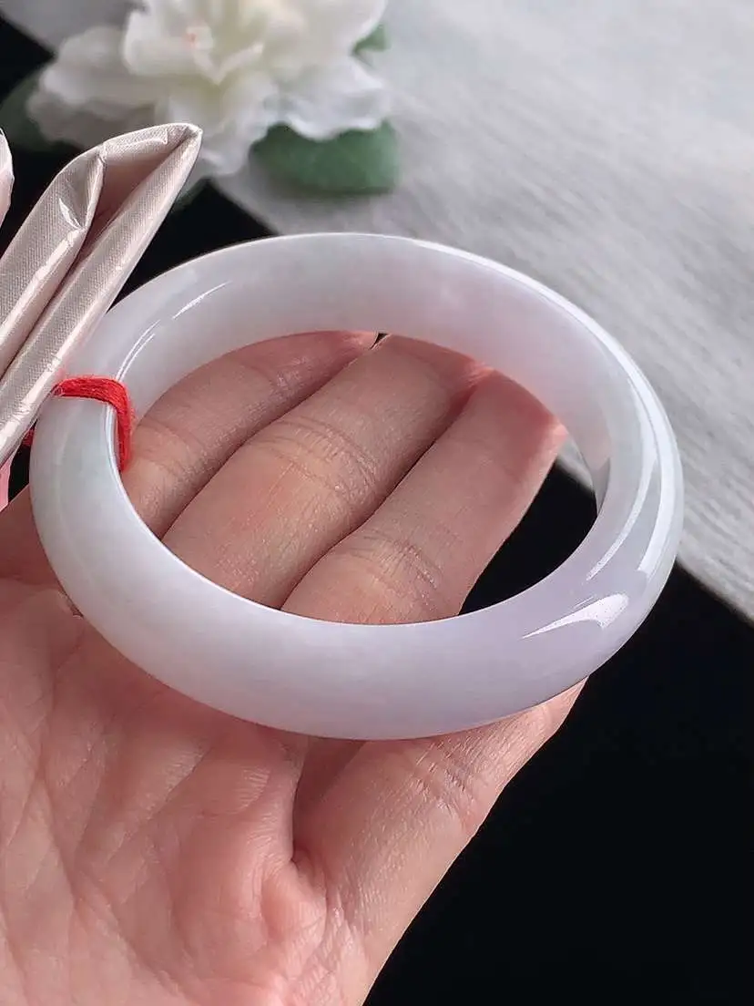 a货翡翠老坑冰种紫罗兰正装正圈手镯55-56圈口  尺寸55.5×12.2×8.8mm 1127