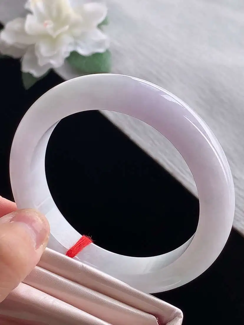a货翡翠老坑冰种紫罗兰正装正圈手镯55-56圈口  尺寸55.5×12.2×8.8mm 1127