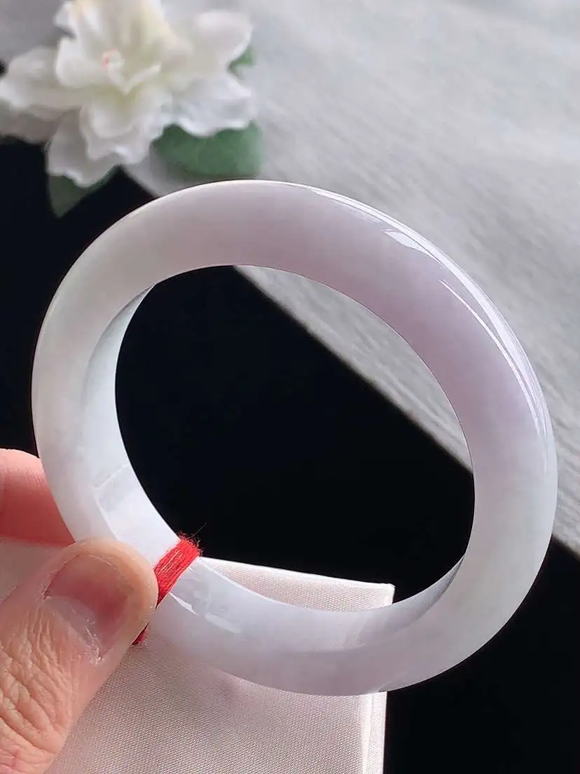 a货翡翠老坑冰种紫罗兰正装正圈手镯55-56圈口  尺寸55.5×12.2×8.8mm 1127