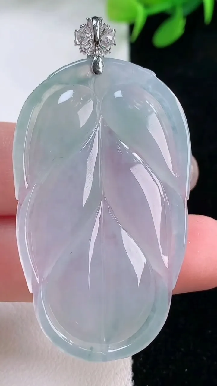 天然A货翡翠种飘花金枝玉叶 叶子吊坠，尺寸47.5-28.6-5.2，重量:13.85g
11月29日