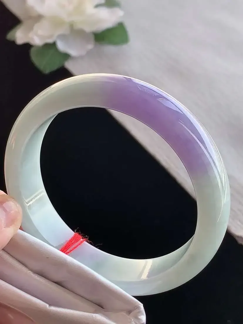 a货翡翠老坑冰种紫罗兰正装正圈手镯58-59圈口  尺寸58×15×7.8mm 1129