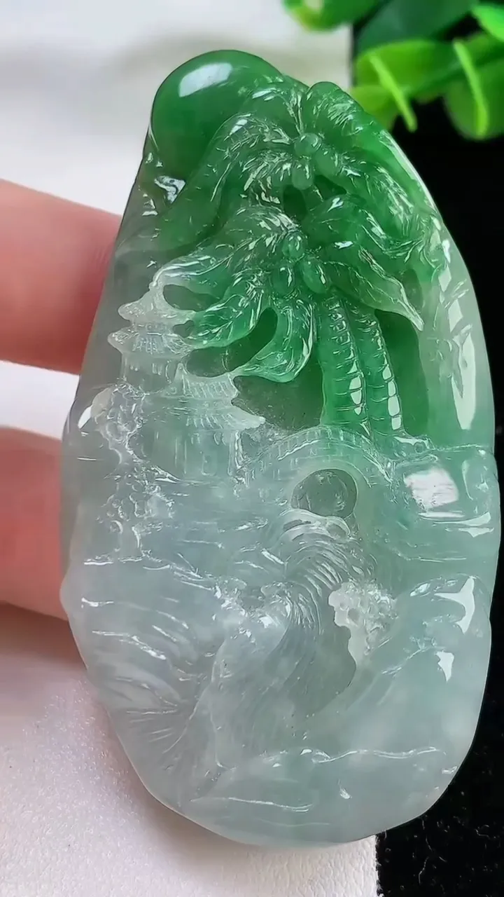 天然A货翡翠山水牌吊坠，尺寸70-39-13，重:64.91g
11月30日