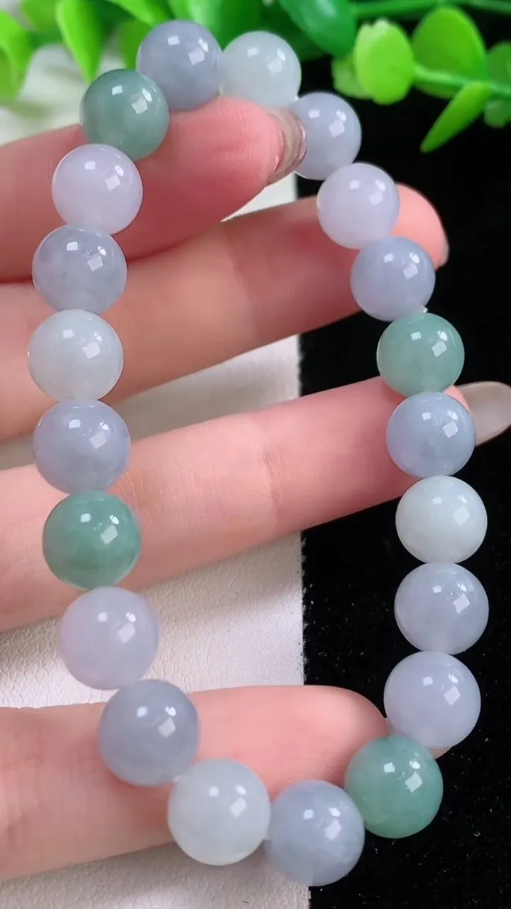 天然A货翡翠紫罗兰圆珠手串，尺寸8.8-21颗，重量:26.04g11月30日
工厂直销收藏佳品,种