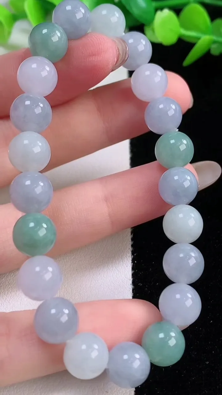 天然A货翡翠紫罗兰圆珠手串，尺寸8.8-21颗，重量:26.04g11月30日
工厂直销收藏佳品,种