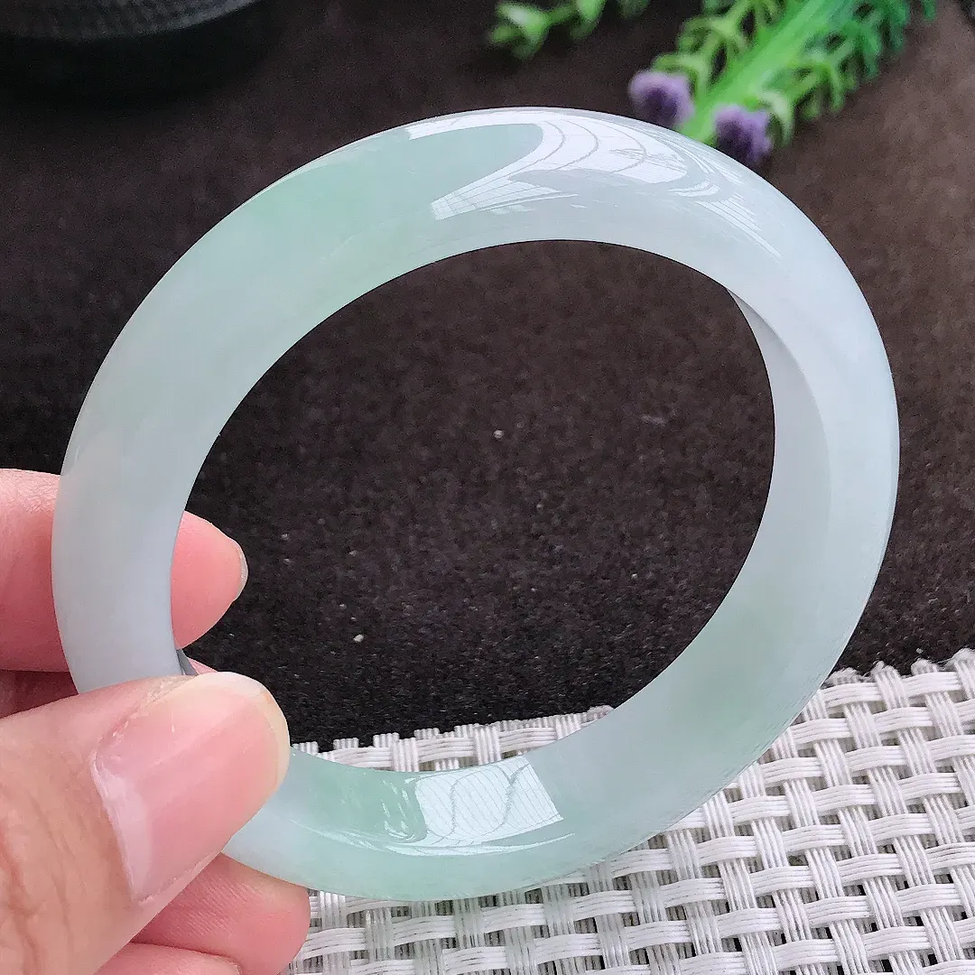 自然光56/12.6/8.6老坑冰胶果冻冰晴手镯宽边翡翠玉镯美人镯