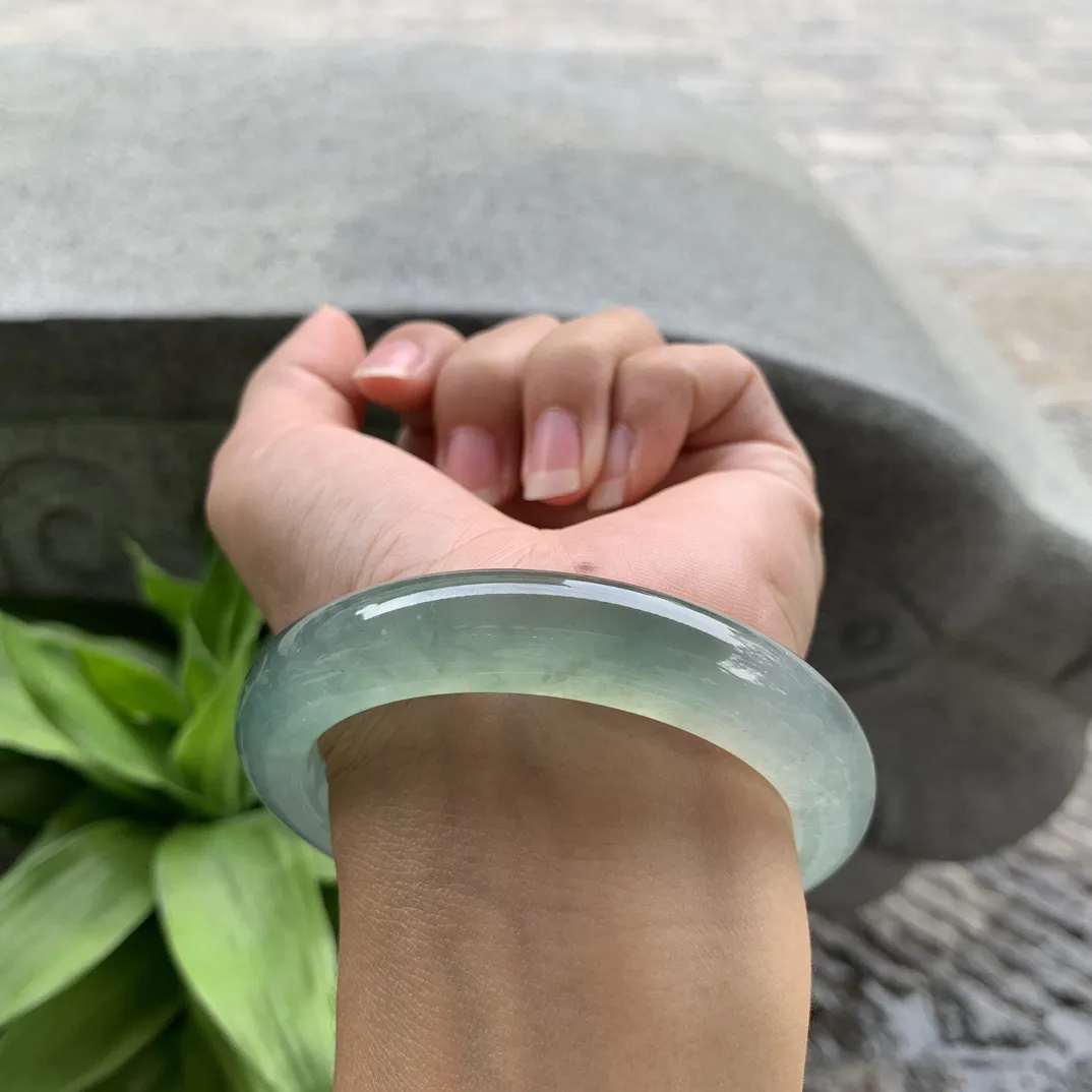 圈口 57-12-9.6  【冰种芙蓉绿正圈手镯】正圈57 58可戴