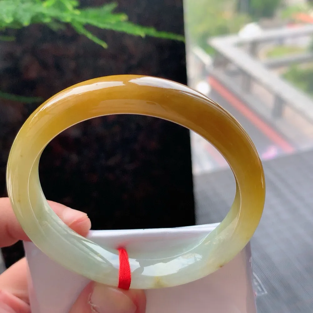 正圈冰糯黄翡 无瑕 尺寸:55.4/12.2/7.7超值