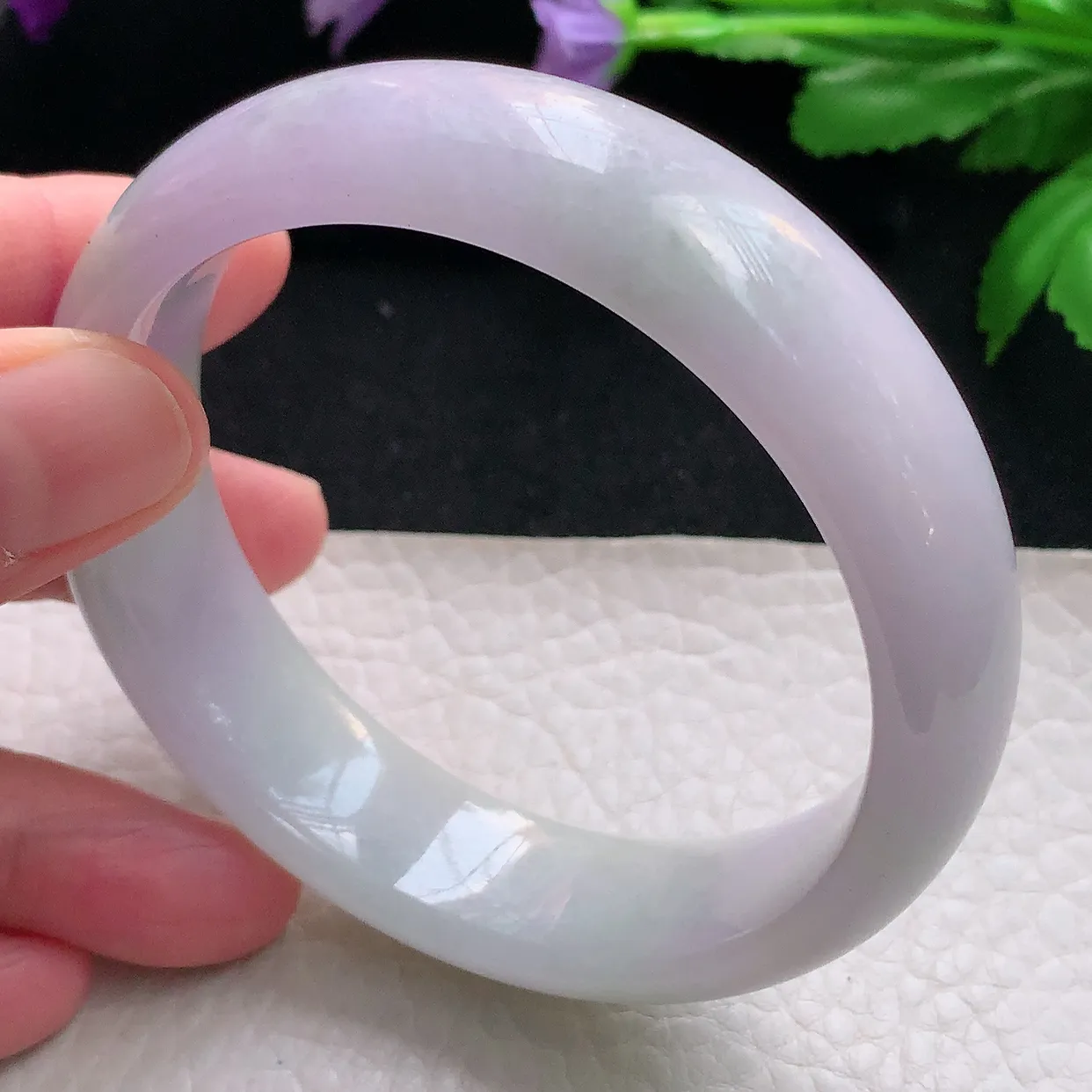 ss自然光60*16.6*7.8平安镯轮胎镯大圈口天然缅甸翡翠手镯双彩黄加紫正圈宽边镯子