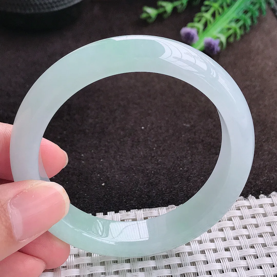 自然光56/12.6/8.6老坑冰胶果冻冰晴手镯宽边翡翠玉镯美人镯