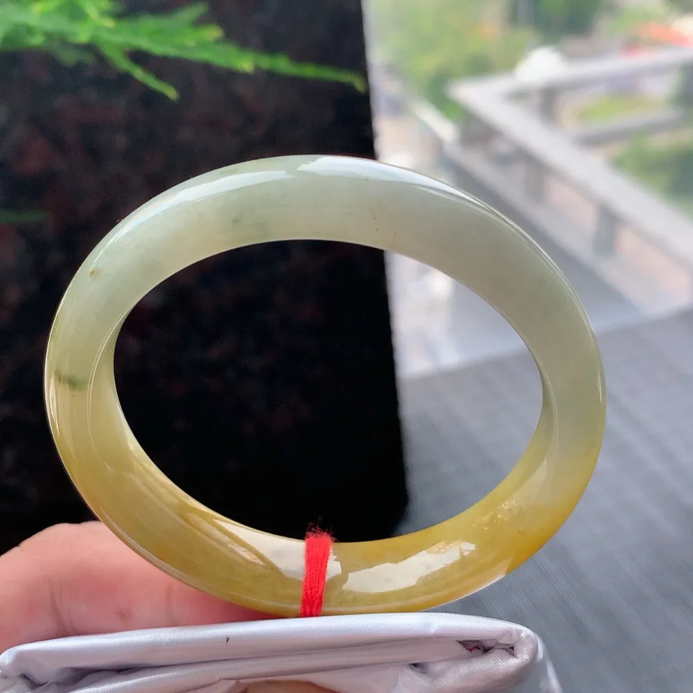 正圈冰糯黄翡 无瑕 尺寸:55.4/12.2/7.7超值