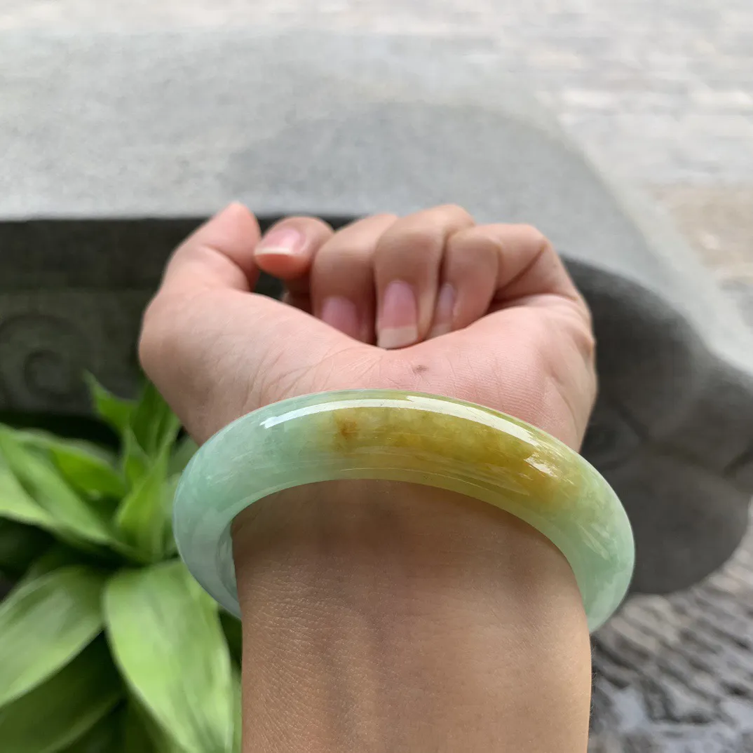 圈口 55.2-12.2-9.2【黄加绿正圈手镯】正圈55 56可戴