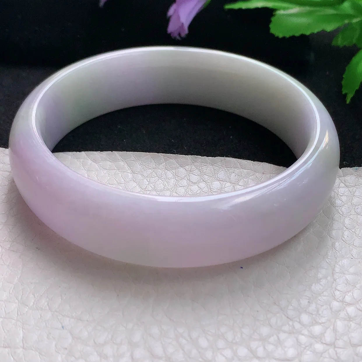 ss自然光60*16.6*7.8平安镯轮胎镯大圈口天然缅甸翡翠手镯双彩黄加紫正圈宽边镯子