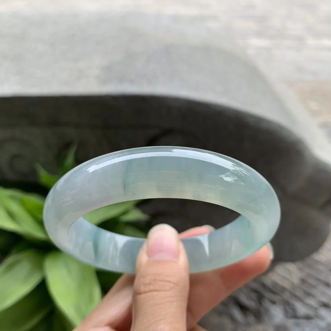 大圈口 58-14-8.7【冰蓝飘花正圈手镯】正圈58 59可戴