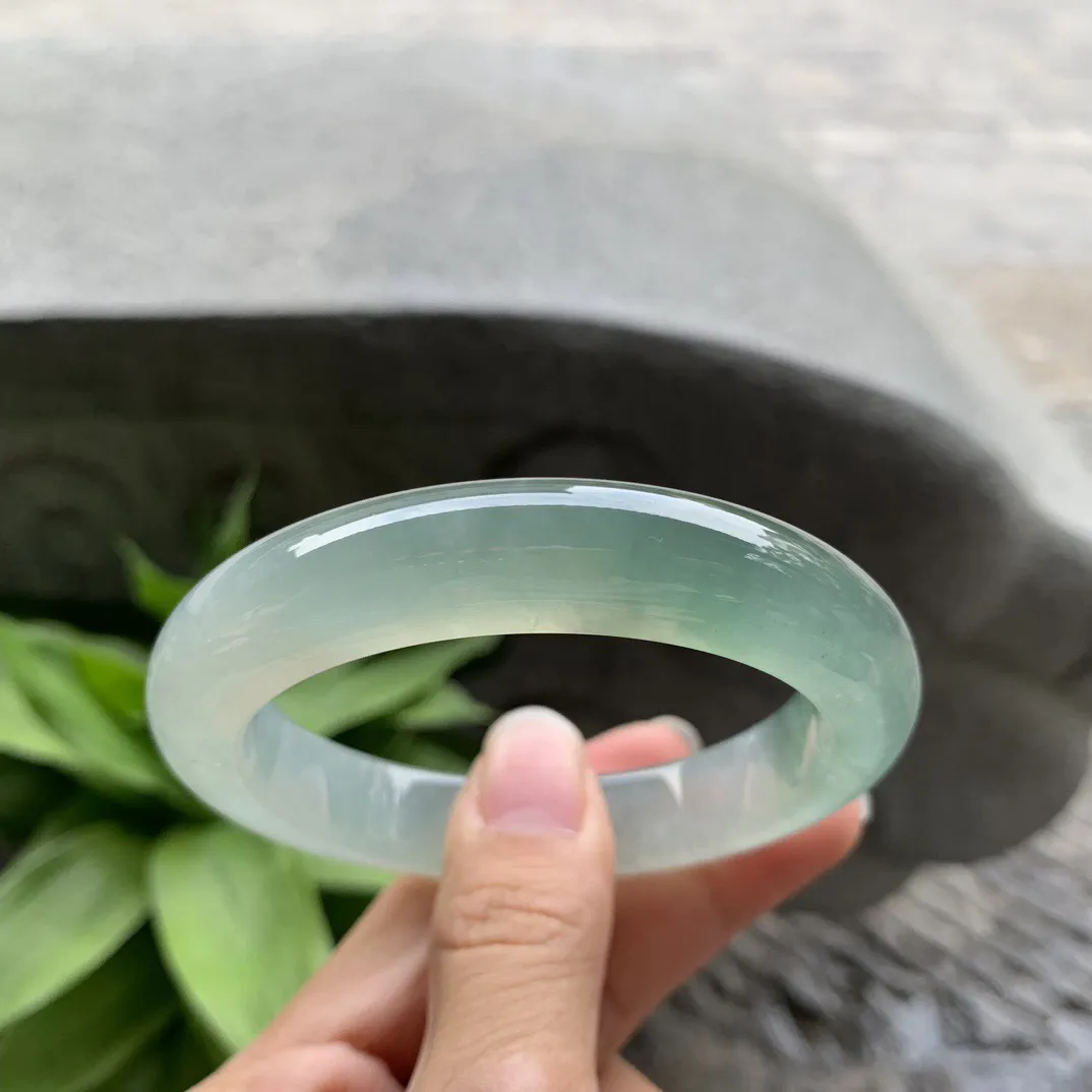 圈口 57-12-9.6  【冰种芙蓉绿正圈手镯】正圈57 58可戴