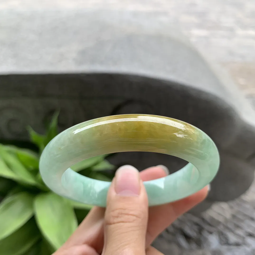 圈口 55.2-12.2-9.2【黄加绿正圈手镯】正圈55 56可戴