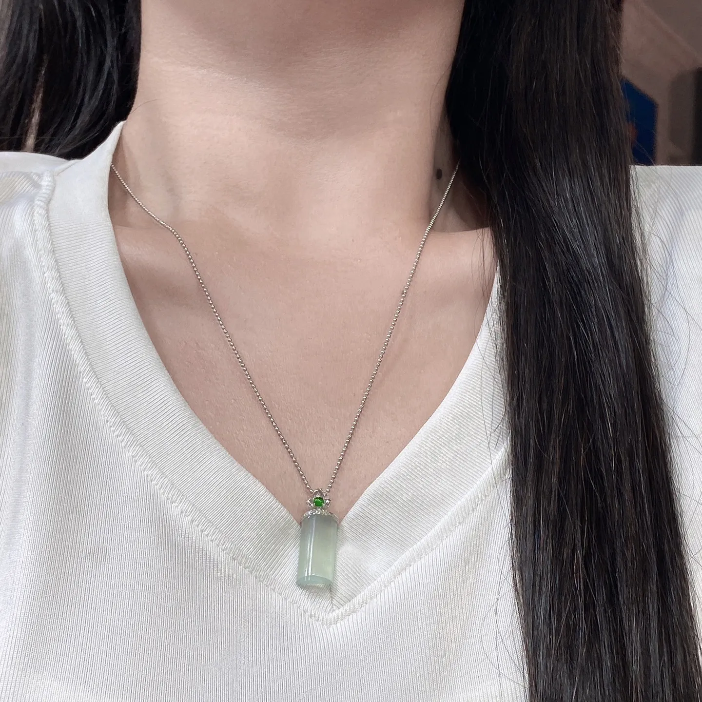 冰种无事牌吊坠 尺寸29.3-10.5-4.8毫米