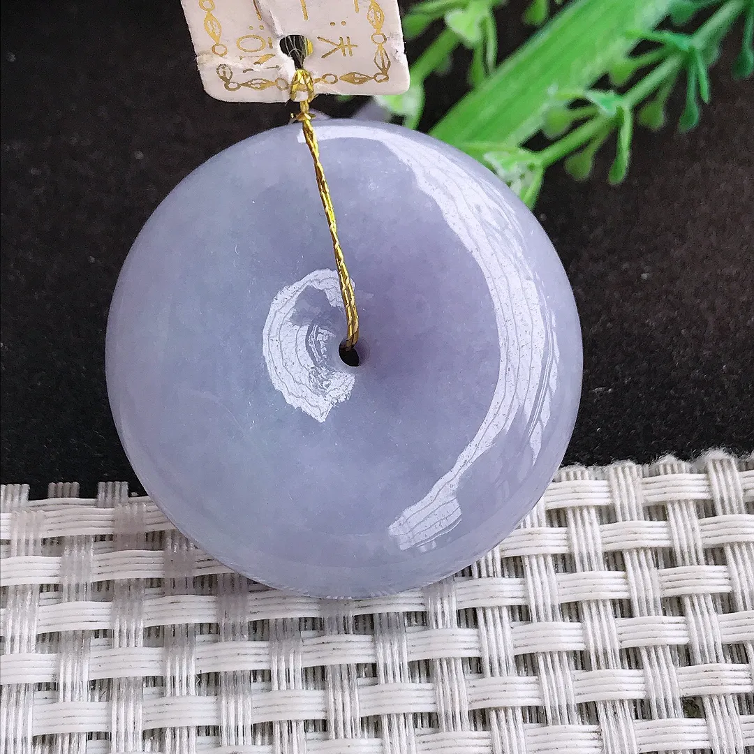 自然光38/11.3老坑温润浓郁紫罗兰饱满平安扣吊坠翡翠玉扣挂件