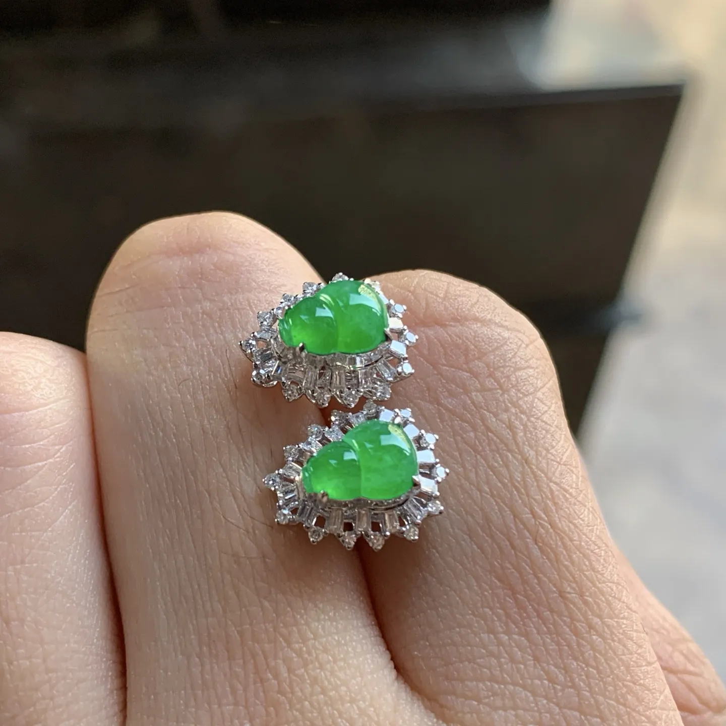 金钻镶嵌冰绿葫芦^_^冰透