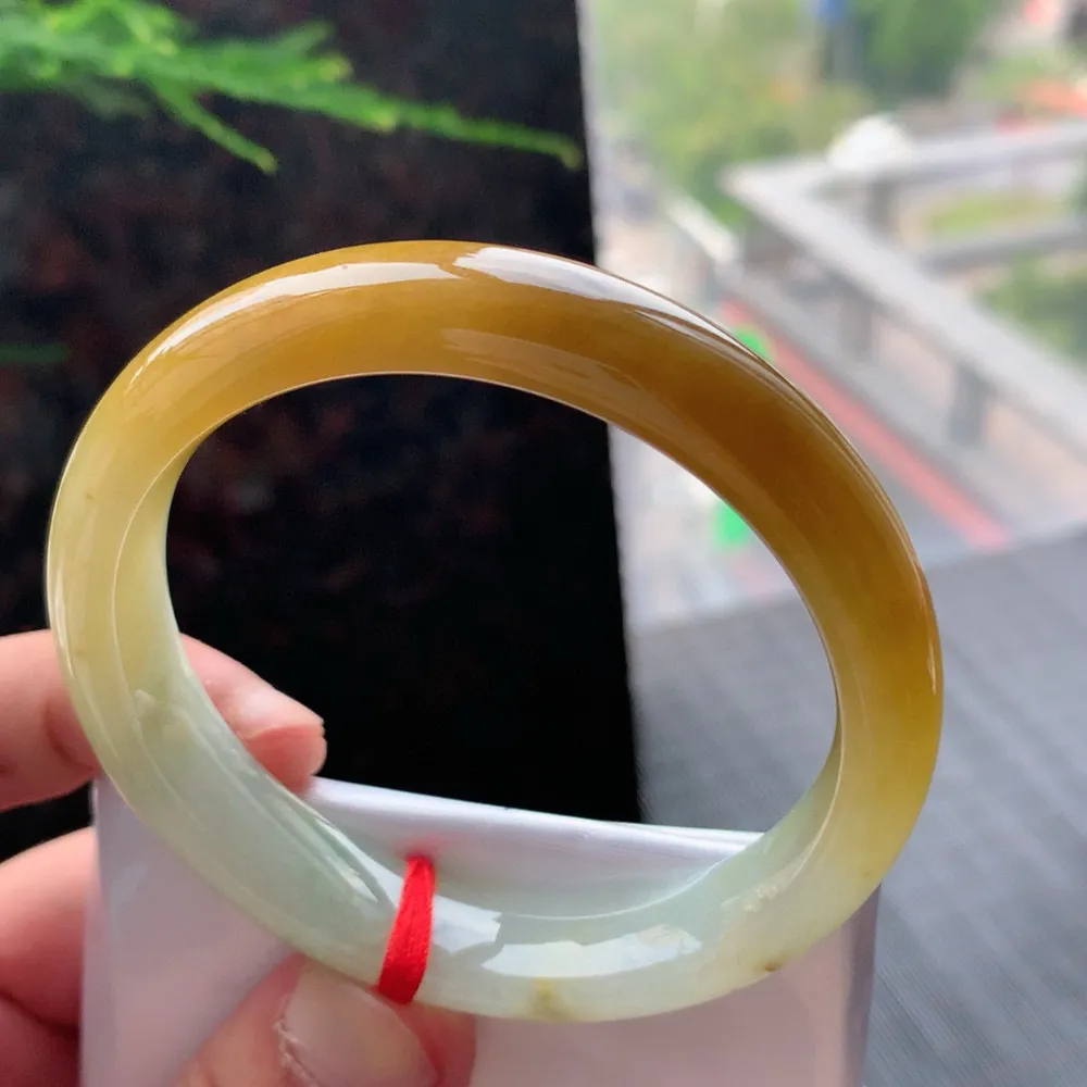 正圈冰糯黄翡 无瑕 尺寸:55.4/12.2/7.7超值