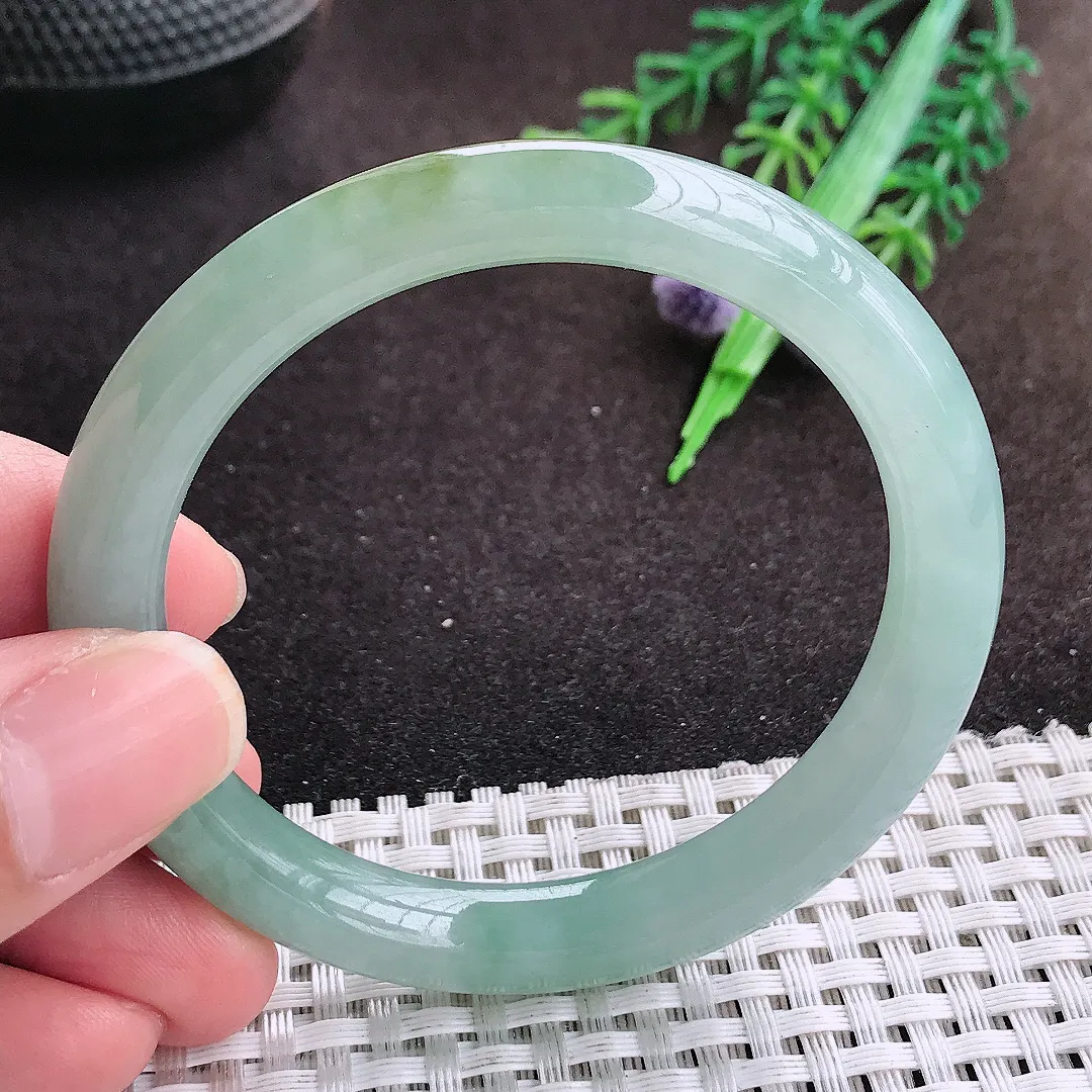 自然光52.8/8.7/8.1老坑冰胶水灵冰晴圆条手镯翡翠玉镯美人镯