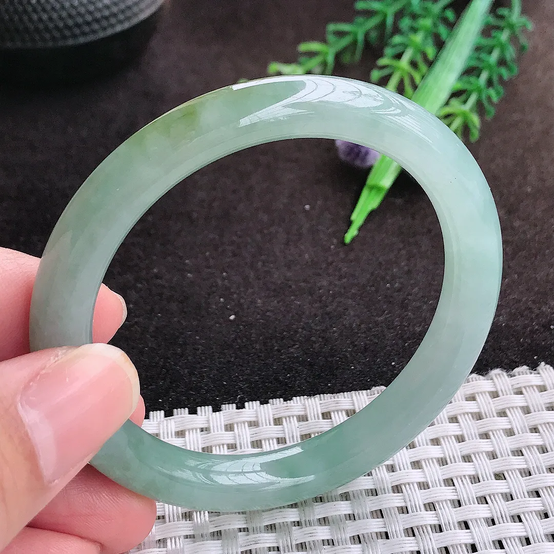 自然光52.8/8.7/8.1老坑冰胶水灵冰晴圆条手镯翡翠玉镯美人镯