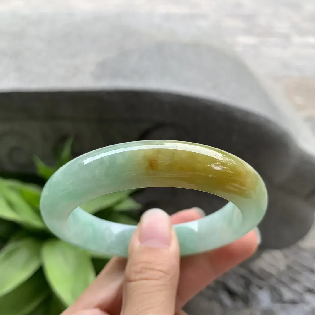 圈口 55.2-12.2-9.2【黄加绿正圈手镯】正圈55 56可戴