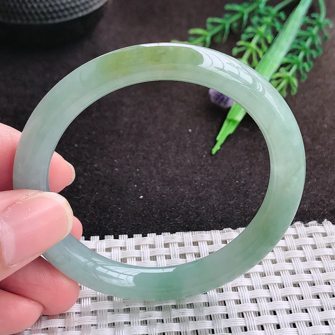 自然光52.8/8.7/8.1老坑冰胶水灵冰晴圆条手镯翡翠玉镯美人镯