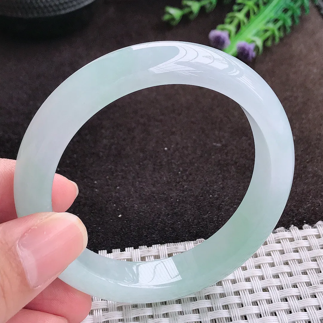 自然光56/12.6/8.6老坑冰胶果冻冰晴手镯宽边翡翠玉镯美人镯