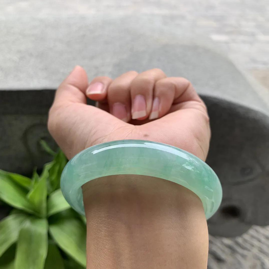 圈口55.2-13.7-8.9mm 【冰绿正圈手镯】正圈55 56可戴